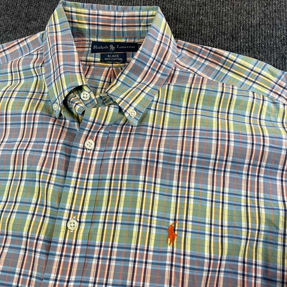 Ralph Lauren Blake Shirt Size L Plaid Cotton Short Sleeve